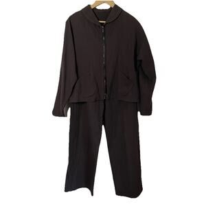 BABETTE San Francisco Brown Cotton Cropped Jacket Stretch Wide Leg Pants Women M